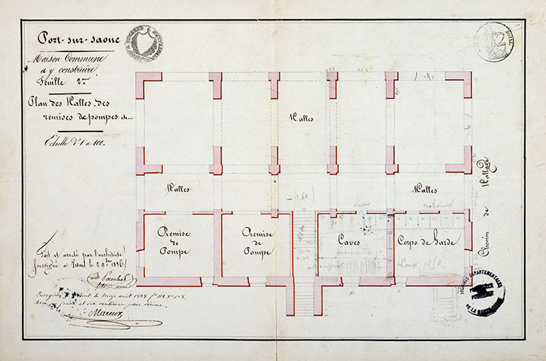 Plan de l'étage de soubassement (1836). © Jérôme Mongreville / Région Bourgogne-Franche-Comté, Inventaire du patrimoine - 2017