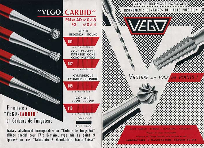 Instruments dentaires de haute précision Vego [catalogue de production : 1ère et 4e de couverture], 3e quart 20e siècle. © Laurent Poupard / Région Bourgogne-Franche-Comté, Inventaire du patrimoine - 2018