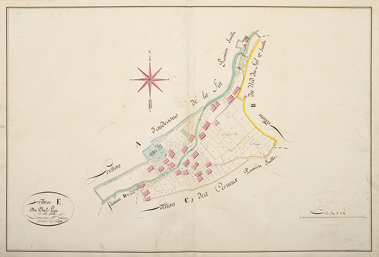 Cadastre de la commune des Gras. Atlas parcellaire, 1816, section E, 1/1 250. © Jérôme Mongreville / Région Bourgogne-Franche-Comté, Inventaire du patrimoine - 2018 Cadastre de la commune des Gras. Atlas parcellaire, 1816, section E, 1/1 250. © Jérôme Mongreville / Région Bourgogne-Franche-Comté, Inventaire du patrimoine - 2018