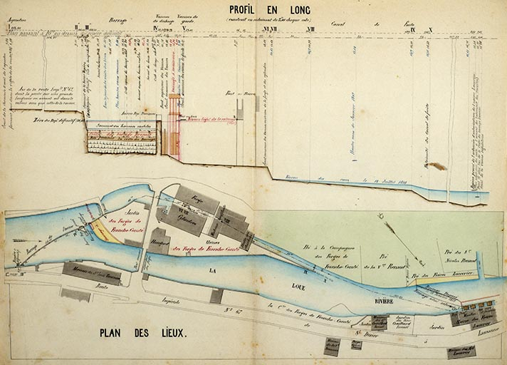 Usine Vautherin Frères. Plan des lieux, 1853. © Jérôme Mongreville / Région Bourgogne-Franche-Comté, Inventaire du patrimoine - 2018 Usine Vautherin Frères. Plan des lieux, 1853. © Jérôme Mongreville / Région Bourgogne-Franche-Comté, Inventaire du patrimoine - 2018