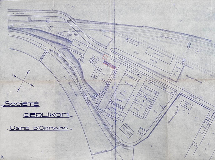 Plan de l'usine d'Ornans, tirage, 1939. © Jérôme Mongreville / Région Bourgogne-Franche-Comté, Inventaire du patrimoine - 2018
