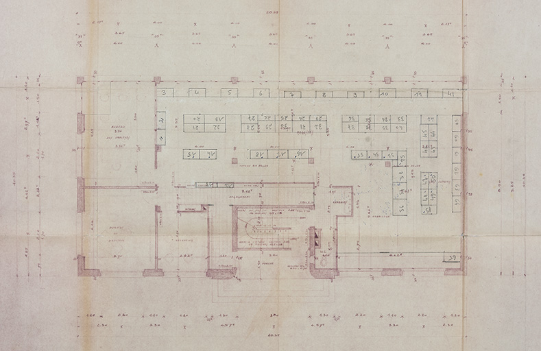 Schwartzmann Frères […] Projet de construction de magasins, bureaux, logements. Plan du Rez-de-chaussée, 14 novembre 1952. © Sonia Dourlot / Région Bourgogne-Franche-Comté, Inventaire du patrimoine - 2018