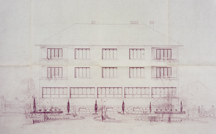 Schwartzmann Frères […] Projet de construction de magasins, bureaux, logements. Façade nord, 1er décembre 1952. © Sonia Dourlot / Région Bourgogne-Franche-Comté, Inventaire du patrimoine - 2018