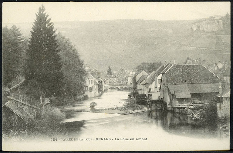 Vallée de la Loue - Ornans - La Loue en amont, carte postale, s.d. [fin 19e ou début 20e siècle]. © Raphaël Favereaux / Région Bourgogne-Franche-Comté, Inventaire du patrimoine - 2018