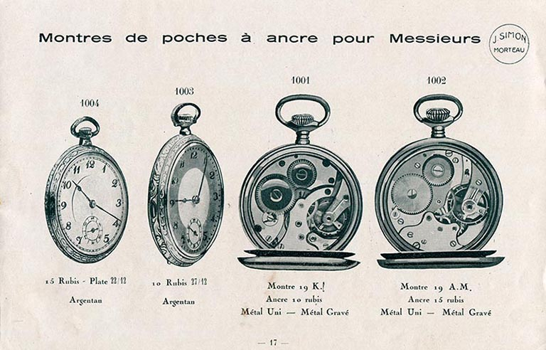 Fabrique d'horlogerie de Morteau (Doubs) J. Simon [catalogue : p. 17], années 1920-1930. © Laurent Poupard / Région Bourgogne-Franche-Comté, Inventaire du patrimoine - 2018