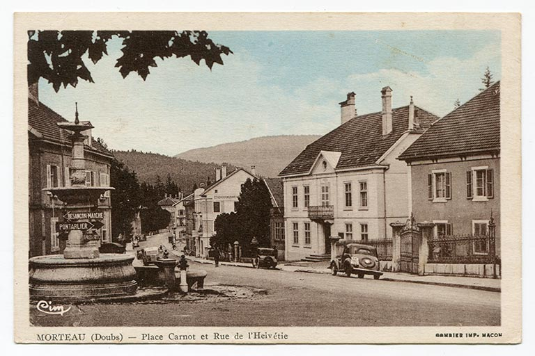 Morteau (Doubs) - Place Carnot et rue de l'Helvétie, 2e quart 20e siècle [avant 1945]. © Laurent Poupard / Région Bourgogne-Franche-Comté, Inventaire du patrimoine - 2018