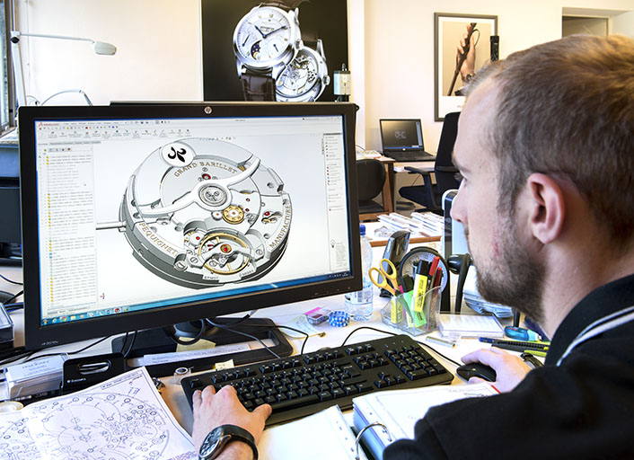 Bureau d'études : modélisation d'un Calibre Royal. © Sonia Dourlot / Région Bourgogne-Franche-Comté, Inventaire du patrimoine - 2018 Bureau d'études : modélisation d'un Calibre Royal. © Sonia Dourlot / Région Bourgogne-Franche-Comté, Inventaire du patrimoine - 2018