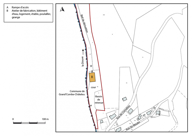 Plan-masse et de situation. Extrait du plan cadastral, 2017, section ZE, 1/2 000. © Bertrand Turina / Région Bourgogne-Franche-Comté, Inventaire du patrimoine - 2018
