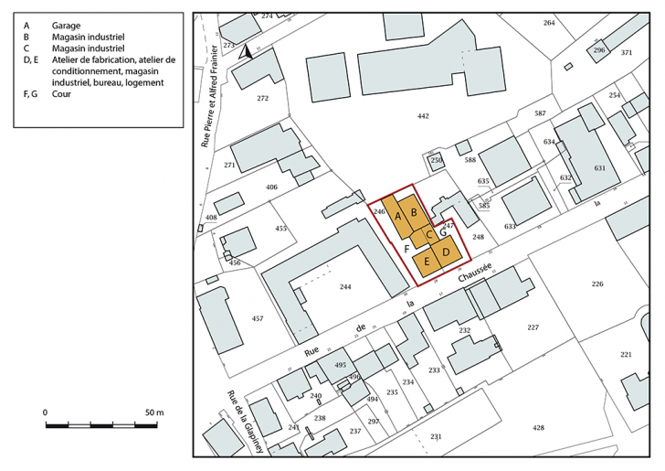 Plan-masse et de situation. Extrait du plan cadastral, 2018, section AA, 1/1 000. © Bertrand Turina / Région Bourgogne-Franche-Comté, Inventaire du patrimoine - 2018