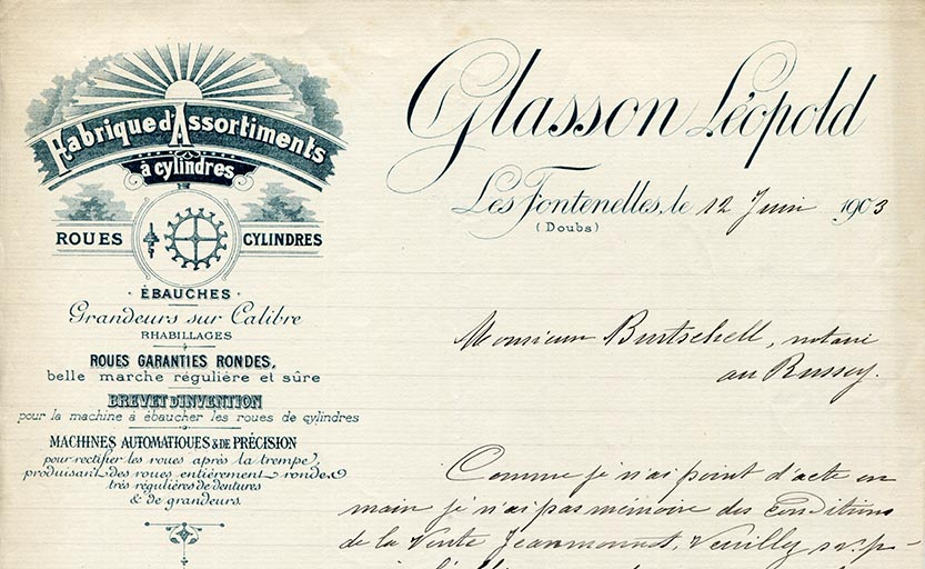 Papier à en-tête de Léopold Glasson (détail), 12 juin 1903. © Laurent Poupard / Région Bourgogne-Franche-Comté, Inventaire du patrimoine - 2018