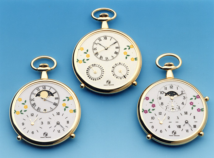 [Montres de gousset avec modules FE 7020-5120, FE 7029-5120, FE 70290-5120], décennies 1980-1990. © Laurent Poupard / Région Bourgogne-Franche-Comté, Inventaire du patrimoine - 2018
