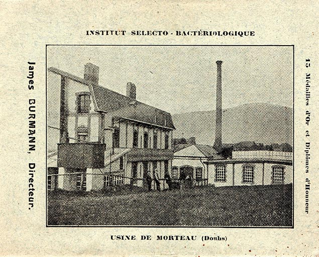 Institut sélecto-bactériologique James Burmann. Usine de Morteau (Doubs), 1906. © Laurent Poupard / Région Bourgogne-Franche-Comté, Inventaire du patrimoine - 2018