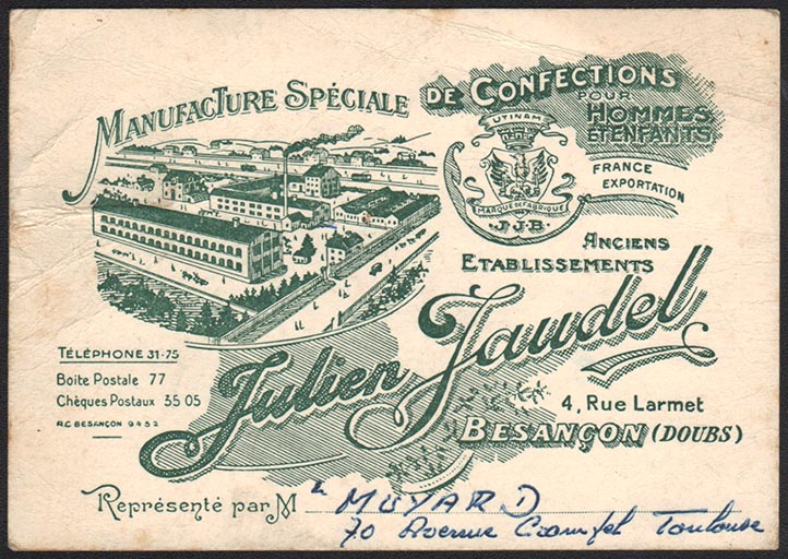 Encart publicitaire, s.d. [décennie 1920]. © Raphaël Favereaux / Région Bourgogne-Franche-Comté, Inventaire du patrimoine - 2018