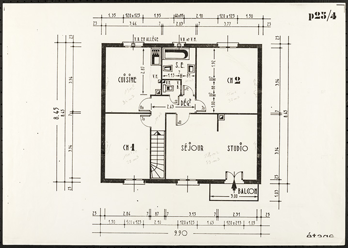 Projet de construction d'une maison d'habitation Camélia. Etage, s.d. [1981]. © Sonia Dourlot (reproduction) / Région Bourgogne-Franche-Comté, Inventaire du patrimoine - 2018