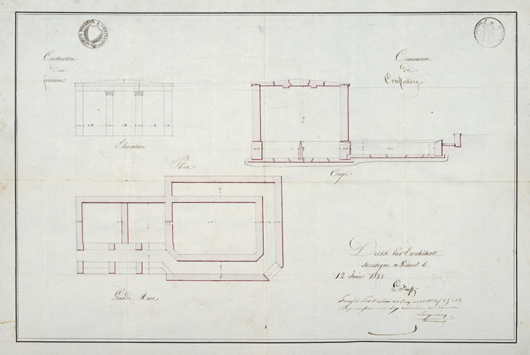 Construction d'une fontaine, 1832. © Jérôme Mongreville / Région Bourgogne-Franche-Comté, Inventaire du patrimoine - 2018