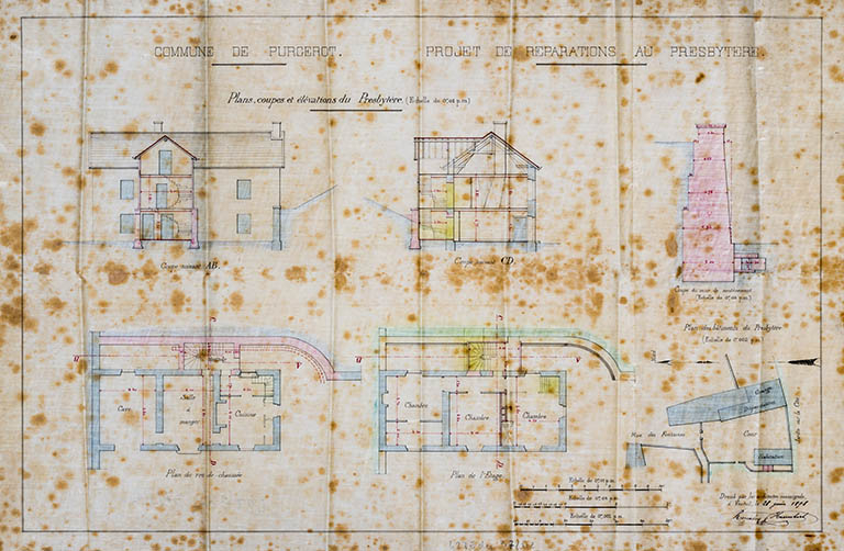Projet de réparations au presbytère, 1878. © Jérôme Mongreville / Région Bourgogne-Franche-Comté, Inventaire du patrimoine - 2018