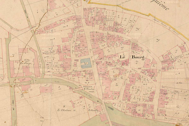 Extrait de l'Atlas parcellaire (1836) du cadastre de la commune de Scey-sur-Saône-et-Saint-Albin. © Fabien Dufoulon / Région Bourgogne-Franche-Comté, Inventaire du patrimoine - 2018 Extrait de l'Atlas parcellaire (1836) du cadastre de la commune de Scey-sur-Saône-et-Saint-Albin. © Fabien Dufoulon / Région Bourgogne-Franche-Comté, Inventaire du patrimoine - 2018