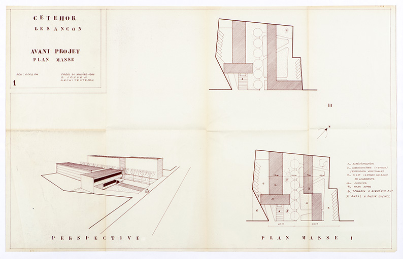 Cetehor, Besançon. Avant-projet. Plan-masse [21 avenue Fontaine-Argent], 21 janvier 1954. © Sonia Dourlot / Région Bourgogne-Franche-Comté, Inventaire du patrimoine - 2019