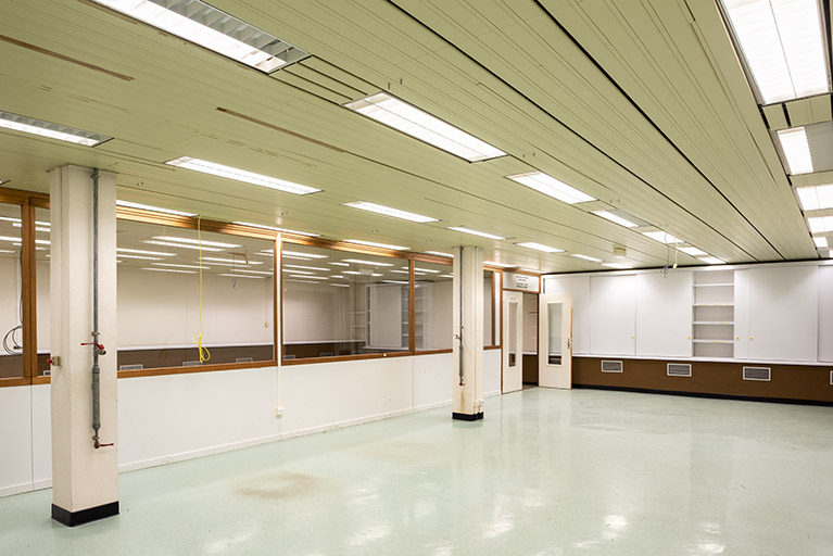 Ancien laboratoire de métrologie, 1er étage de soubassement : salle. © Sonia Dourlot / Région Bourgogne-Franche-Comté, Inventaire du patrimoine - 2019