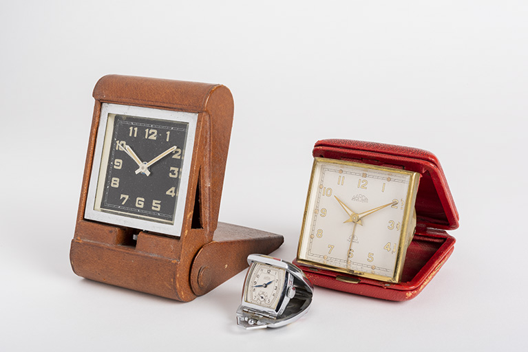 Réveils de voyage Sarda, 3e quart 20e siècle. (Collection musée du Temps). © Sonia Dourlot / Région Bourgogne-Franche-Comté, Inventaire du patrimoine - 2019