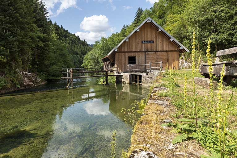 Scierie, depuis l'amont (sud) : vue rapprochée. © Sonia Dourlot / Région Bourgogne-Franche-Comté, Inventaire du patrimoine - 2019
