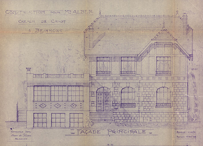 Construction pour Mr Alber [façade antérieure], 1929. © Raphaël Favereaux / Région Bourgogne-Franche-Comté, Inventaire du patrimoine - 2019