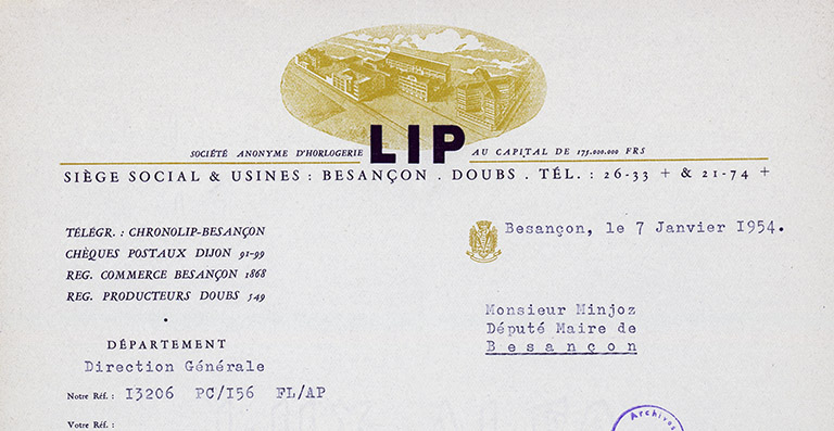 Papier à en-tête, 1954. © Raphaël Favereaux / Région Bourgogne-Franche-Comté, Inventaire du patrimoine - 2019 Papier à en-tête, 1954. © Raphaël Favereaux / Région Bourgogne-Franche-Comté, Inventaire du patrimoine - 2019