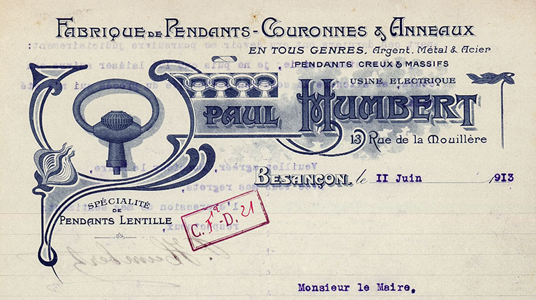 Fabrique Paul Humbert, papier à en-tête, 1913. © Raphaël Favereaux / Région Bourgogne-Franche-Comté, Inventaire du patrimoine - 2019