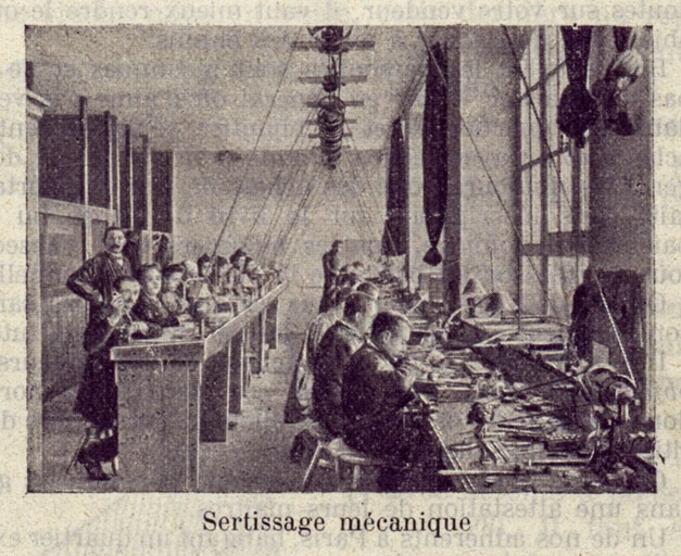 Atelier de sertissage mécanique, 1908. © Raphaël Favereaux / Région Bourgogne-Franche-Comté, Inventaire du patrimoine - 2019 Atelier de sertissage mécanique, 1908. © Raphaël Favereaux / Région Bourgogne-Franche-Comté, Inventaire du patrimoine - 2019