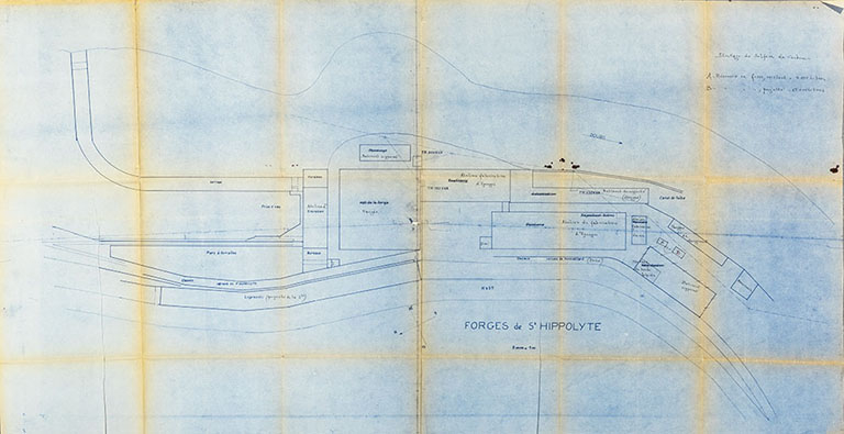 Forges de St-Hippolyte. Stockage du sulfure de carbone [plan-masse de l’usine], [1964]. © Sonia Dourlot / Région Bourgogne-Franche-Comté, Inventaire du patrimoine - 2019