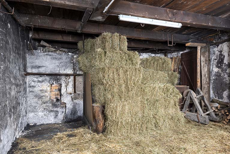 Forge sud : 2e foyer (à gauche derrière le tas de foin). © Sonia Dourlot / Région Bourgogne-Franche-Comté, Inventaire du patrimoine - 2019 Forge sud : 2e foyer (à gauche derrière le tas de foin). © Sonia Dourlot / Région Bourgogne-Franche-Comté, Inventaire du patrimoine - 2019