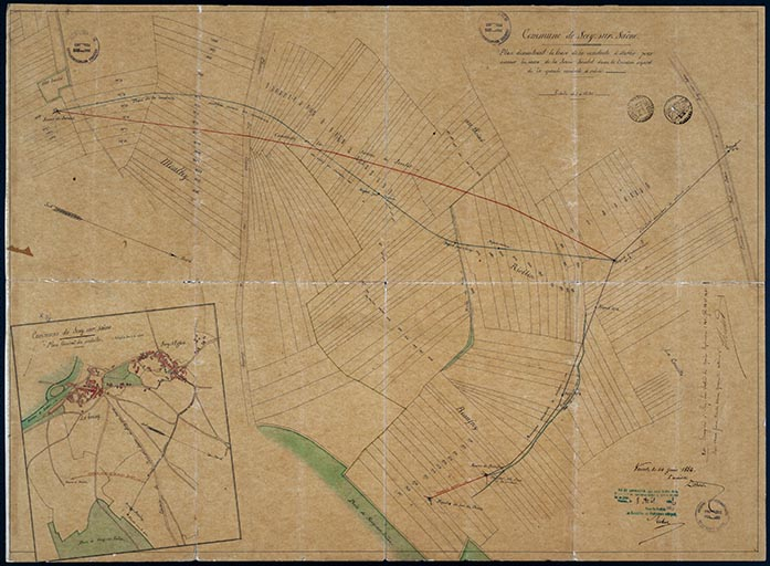 Dodelier. Plan démontrant le tracé de la conduite à établir pour amener les eaux de la source Javelot dans le troisième regard de la grande conduite à relever. 1862. © Jérôme Mongreville / Région Bourgogne-Franche-Comté, Inventaire du patrimoine - 2019 Dodelier. Plan démontrant le tracé de la conduite à établir pour amener les eaux de la source Javelot dans le troisième regard de la grande conduite à relever. 1862. © Jérôme Mongreville / Région Bourgogne-Franche-Comté, Inventaire du patrimoine - 2019