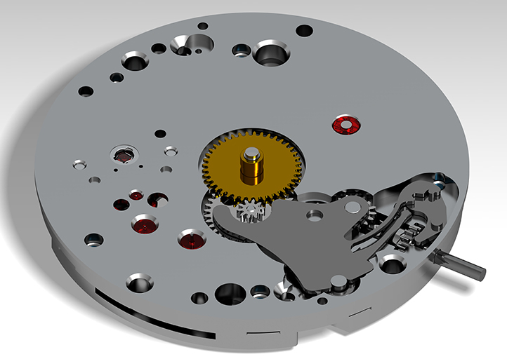 Montre de gousset mécanique : mouvement côté cadran. © William Berthet / Région Bourgogne-Franche-Comté, Inventaire du patrimoine - 2020