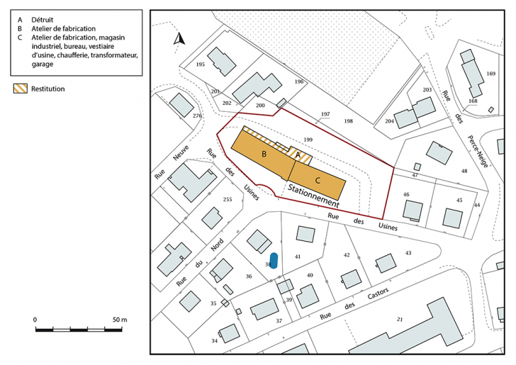 Plan-masse et de situation. Extrait du plan cadastral, 2018, section AO. © Bertrand Turina / Région Bourgogne-Franche-Comté, Inventaire du patrimoine - 2020