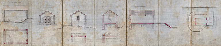 Bief de Chantes. Construction d'une dérivation éclusée, d'un barrage mobile et d'un chemin de halage - Magasins. Plans, coupes, élévations et détails (1878). © Jérôme Mongreville, Gustave Bouvaist / Région Bourgogne-Franche-Comté, Inventaire du patrimoine - 2020 Bief de Chantes. Construction d'une dérivation éclusée, d'un barrage mobile et d'un chemin de halage - Magasins. Plans, coupes, élévations et détails (1878). © Jérôme Mongreville, Gustave Bouvaist / Région Bourgogne-Franche-Comté, Inventaire du patrimoine - 2020