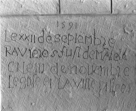 Inscription gravée avec date. © Région Bourgogne-Franche-Comté, Inventaire du patrimoine