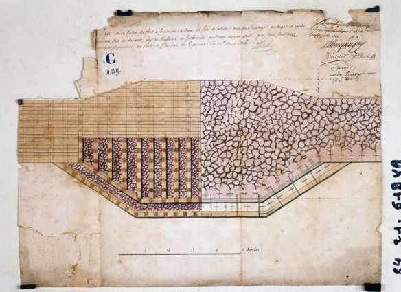 Projet de Jacques Gabriel (12 mars 1726) : une culée. © Région Bourgogne-Franche-Comté, Inventaire du patrimoine