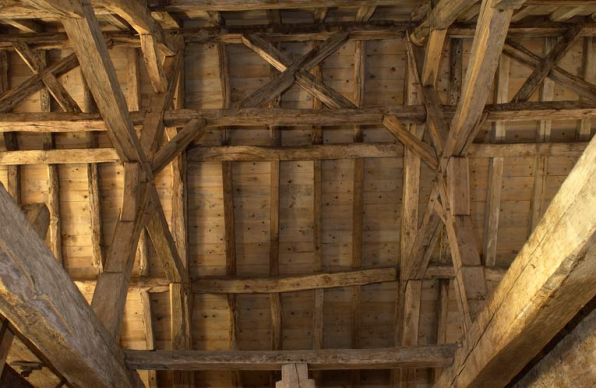 Cellier: charpente. © Région Bourgogne-Franche-Comté, Inventaire du patrimoine