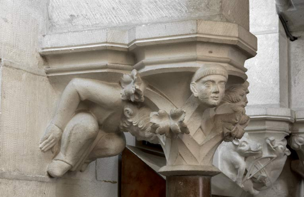 Bâtiment du réfectoire : partie sud du bâtiment, galerie basse : décor néo-gothique. © Région Bourgogne-Franche-Comté, Inventaire du patrimoine