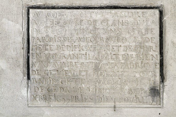 Plaque funéraire du curé André Buvée. © Région Bourgogne-Franche-Comté, Inventaire du patrimoine