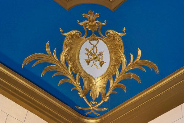 Chapelle : détail du décor du plafond. © Région Bourgogne-Franche-Comté, Inventaire du patrimoine