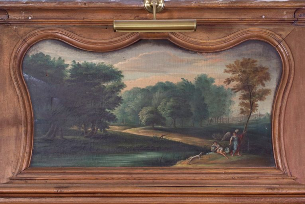 Histoire de Tobie : Tobie et l'archange Raphaël extrayant le fiel du poisson © Région Bourgogne-Franche-Comté, Inventaire du patrimoine