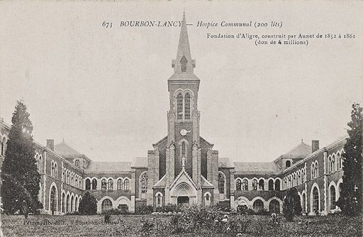 673 BOURBON-LANCY - Hospice Communal (200 lits) / Fondation d'Aligre, construit par Aunet de 1852 à 1861 (don de 4 millions) / (Perrin, lib.-édit. à Bourbon-Lancy). © Région Bourgogne-Franche-Comté, Inventaire du patrimoine
