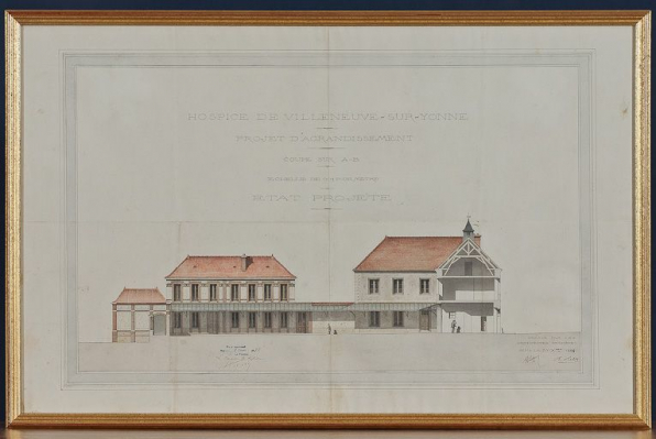 Projet d'agrandissement de l'hôpital par les architectes Lefort et Roblot, daté du 30 décembre 1884. © Région Bourgogne-Franche-Comté, Inventaire du patrimoine