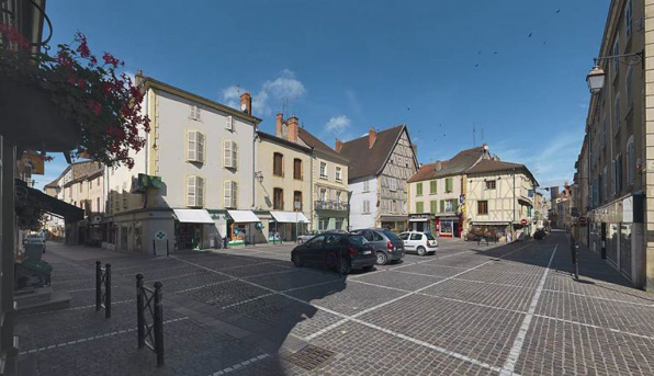 Vue d'ensemble de la place des Halles. © Région Bourgogne-Franche-Comté, Inventaire du patrimoine
