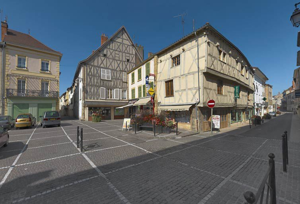 Vue d'ensemble de la maison et de la place. © Région Bourgogne-Franche-Comté, Inventaire du patrimoine