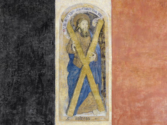 Peinture monumentale : saint André. © Région Bourgogne-Franche-Comté, Inventaire du patrimoine Peinture monumentale : saint André. © Région Bourgogne-Franche-Comté, Inventaire du patrimoine