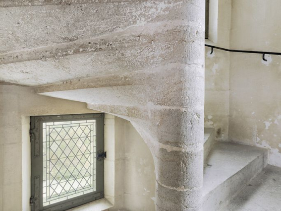 Détail de l'escalier en vis du grand logis. © Région Bourgogne-Franche-Comté, Inventaire du patrimoine Détail de l'escalier en vis du grand logis. © Région Bourgogne-Franche-Comté, Inventaire du patrimoine