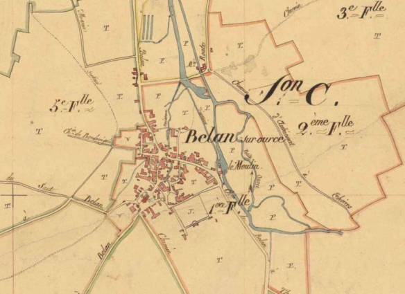 Vue du site du moulin sur le plan cadastral napoléonien de 1833 (AD 21 : 3 P 61/1) © Archives départementales de la Côte-d'or