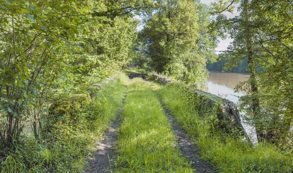 Vue du chemin de halage. A droite, la Saône. © Région Bourgogne-Franche-Comté, Inventaire du patrimoine